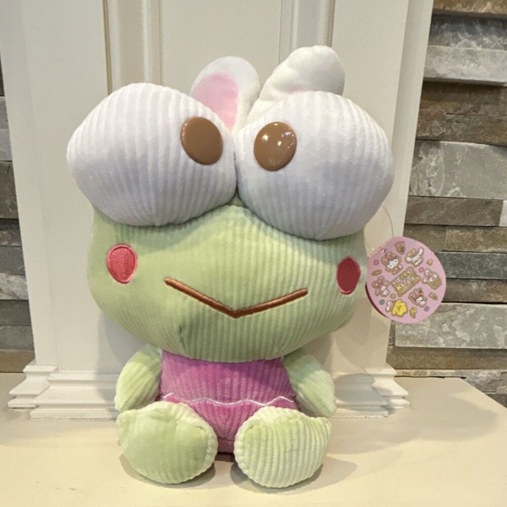 Sanrio Keroppi Plush Hello Kitty and Friends Green/Pink Frog 10 in